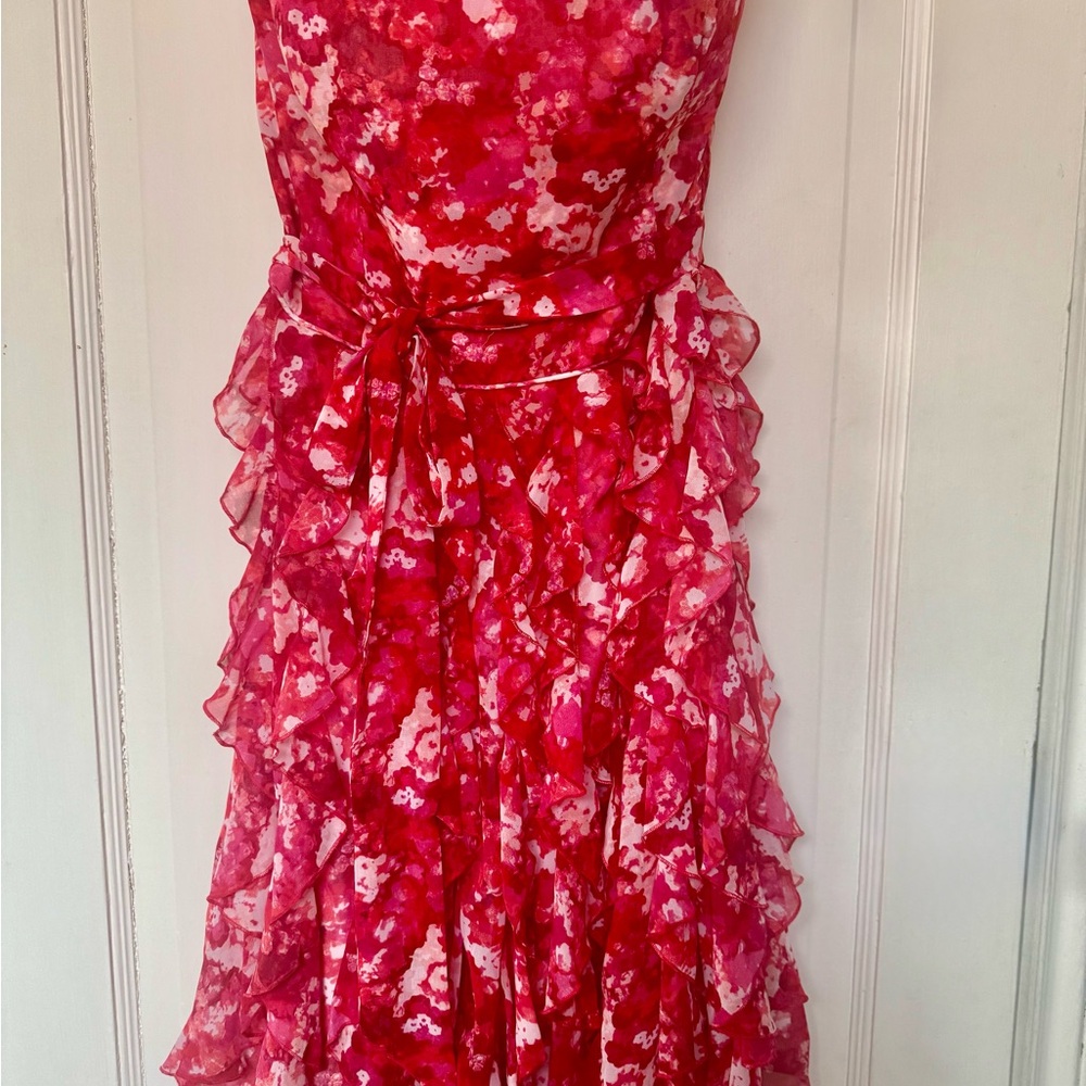 Elegant Strapless Ruffle Dress by White House Black Market